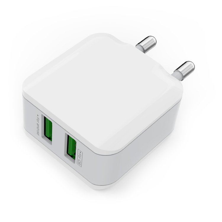 Dual 2 Port EU/US Plug USB Charger 5V 2.4A Wall Adapter Mobile Phone Device Data Charging for IOS/ANDROID